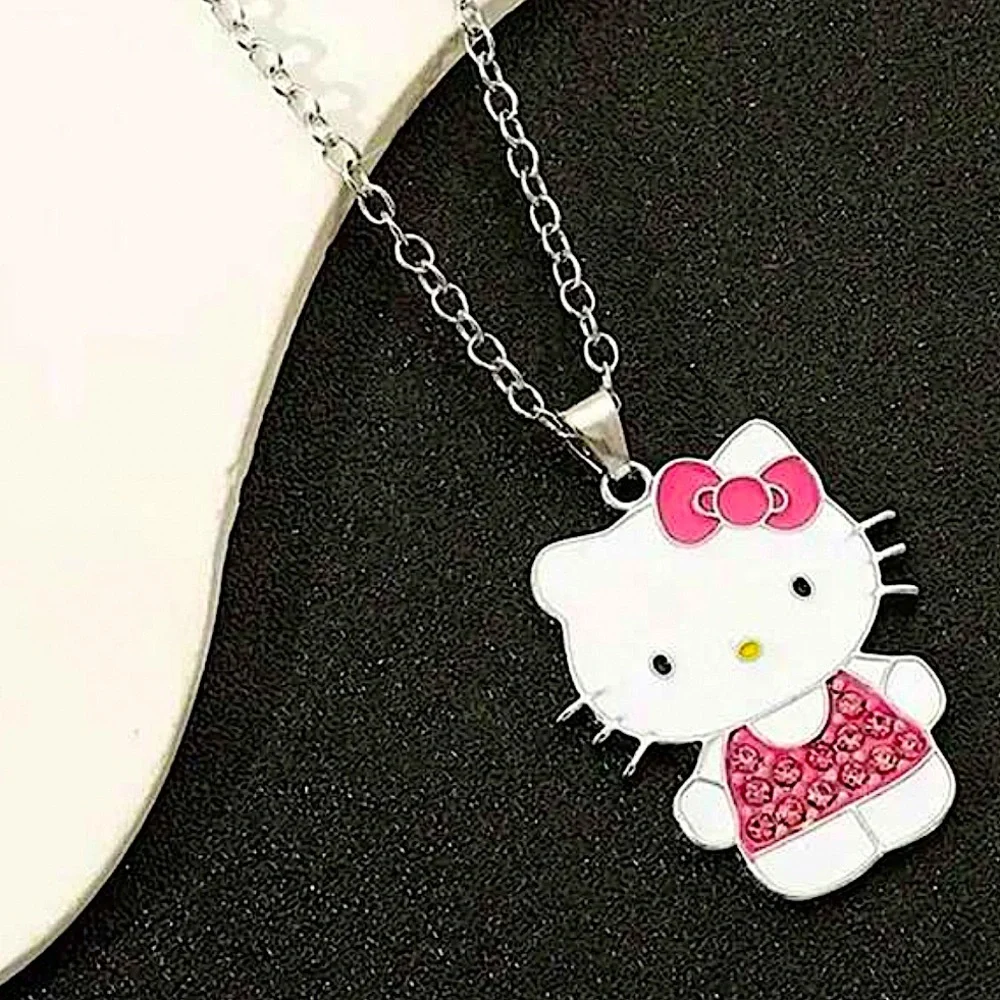 Silver Pink Zircon Enamel Necklace